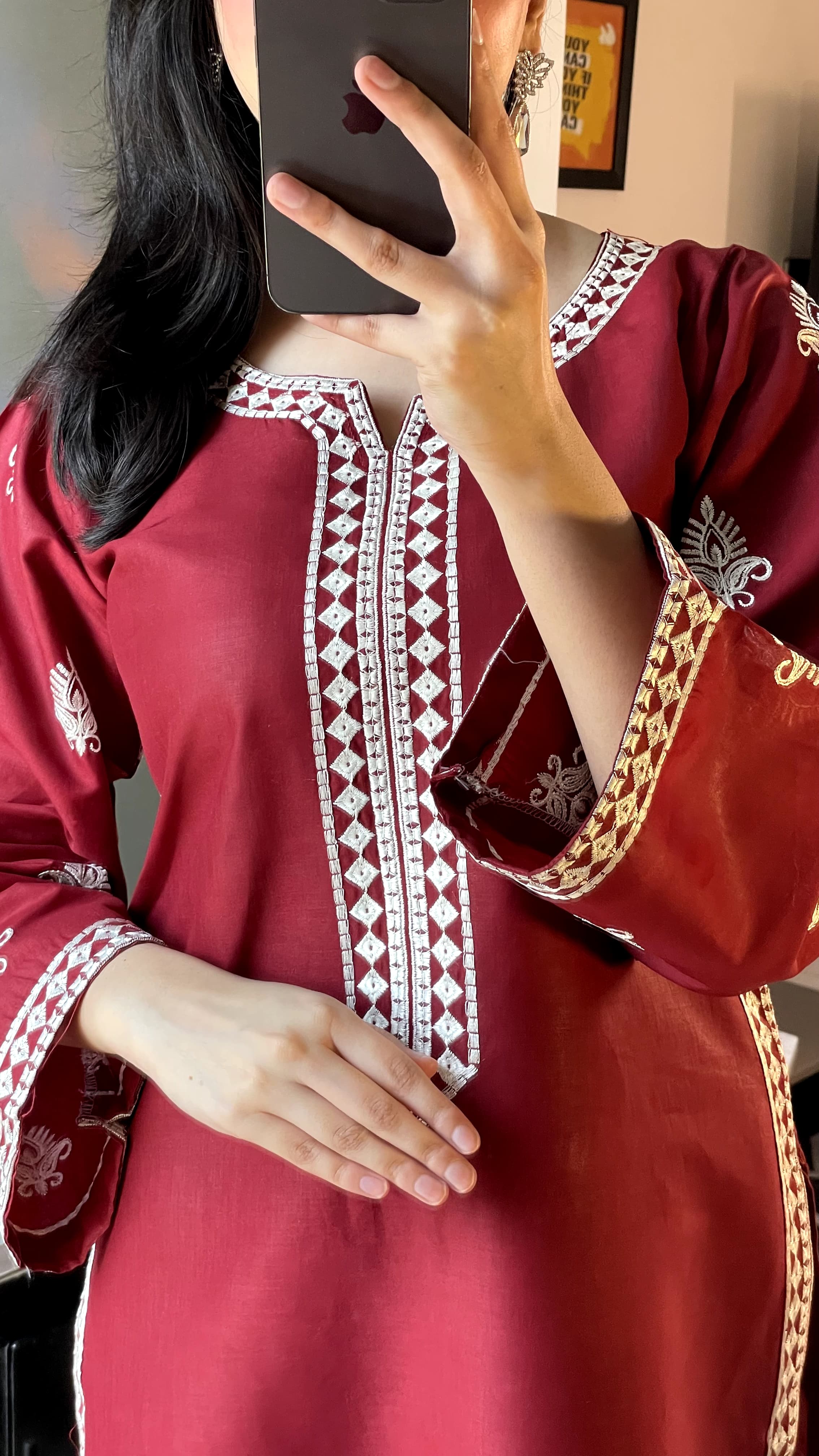 Rasberry Embroided 2 pc