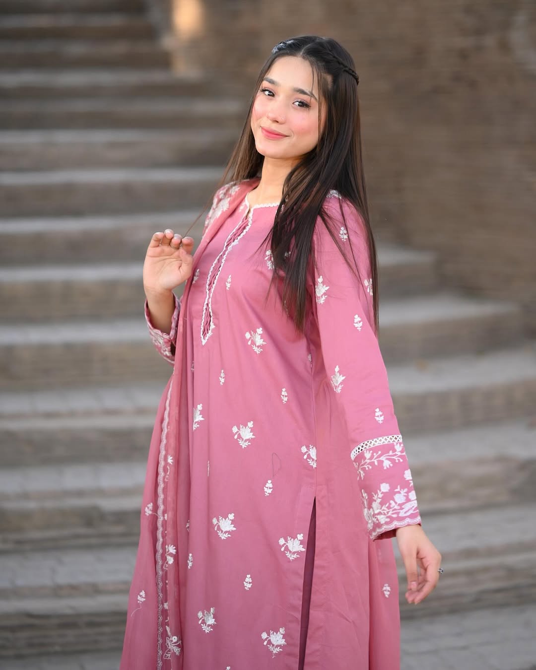 ROSE PINK EMBROIDED 3 PC
