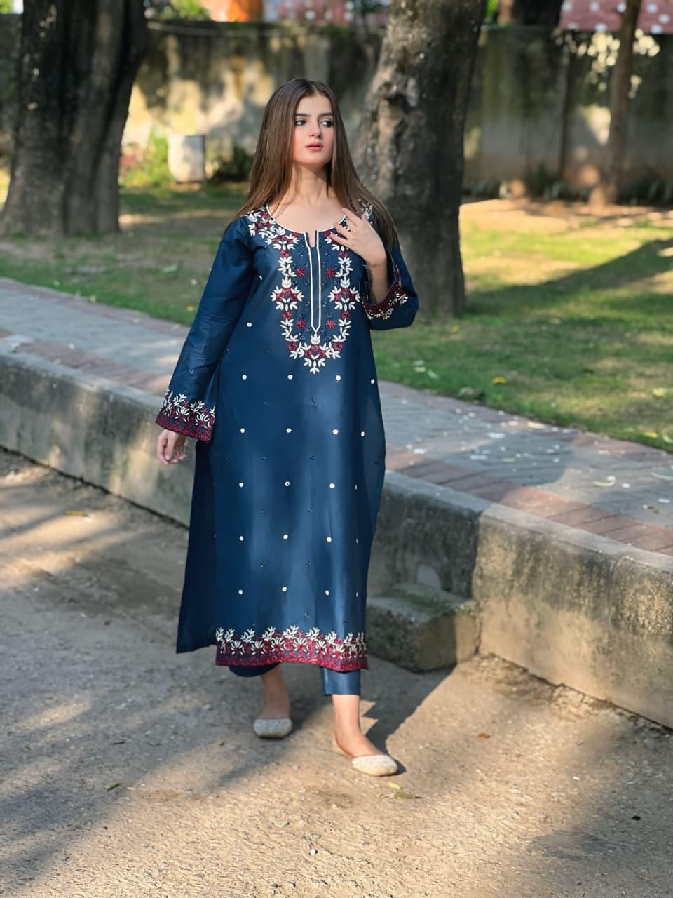 Mid night Embroided 2 pc