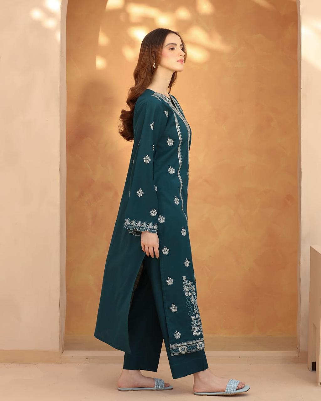 Sea blue embroided 2 pc
