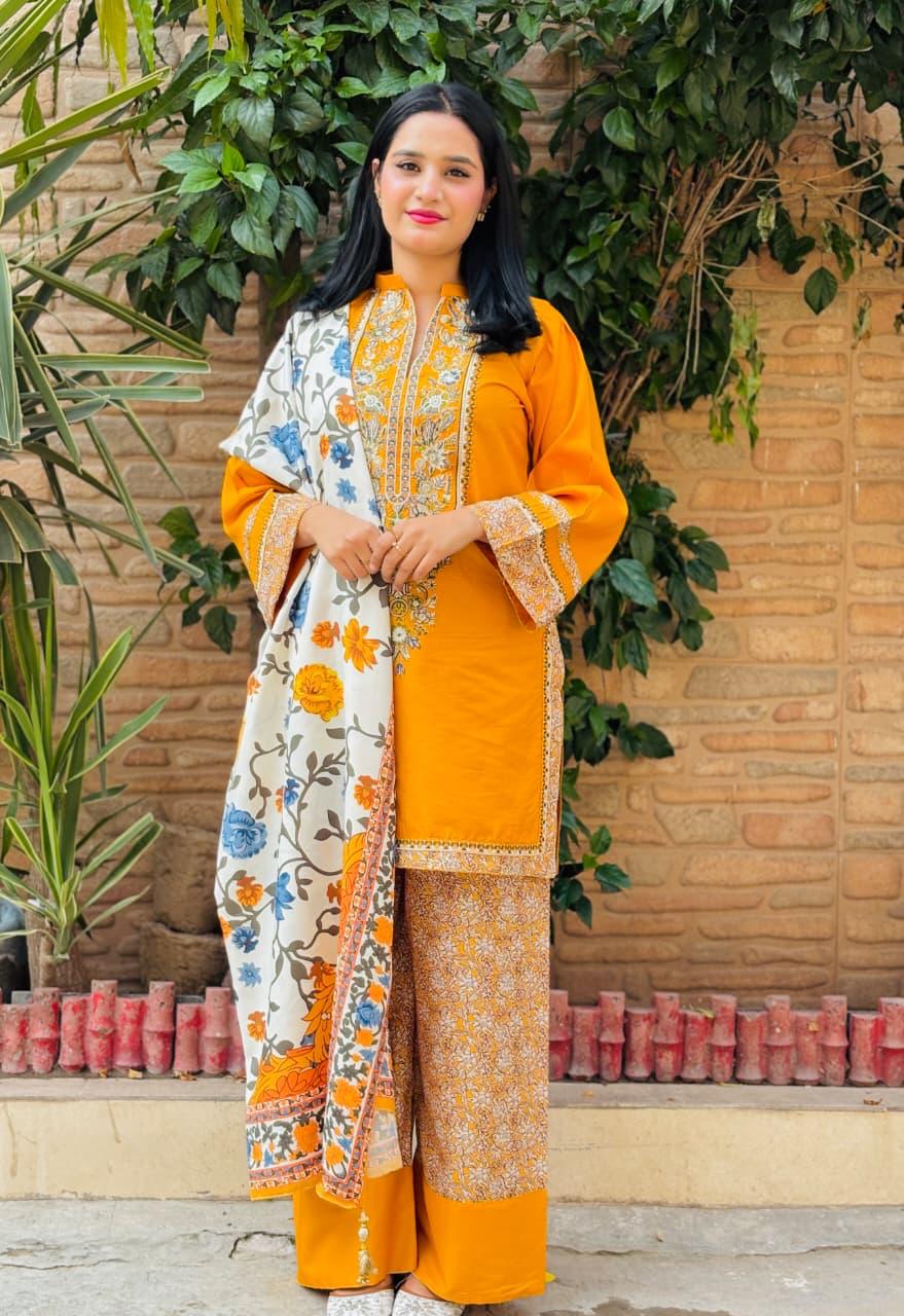 Livan 3 Pc Embroided 3 pc with shawl