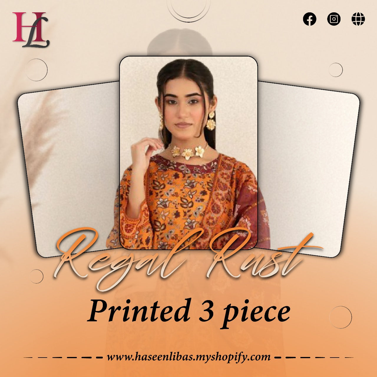 Regal Rust 3 pc stitched