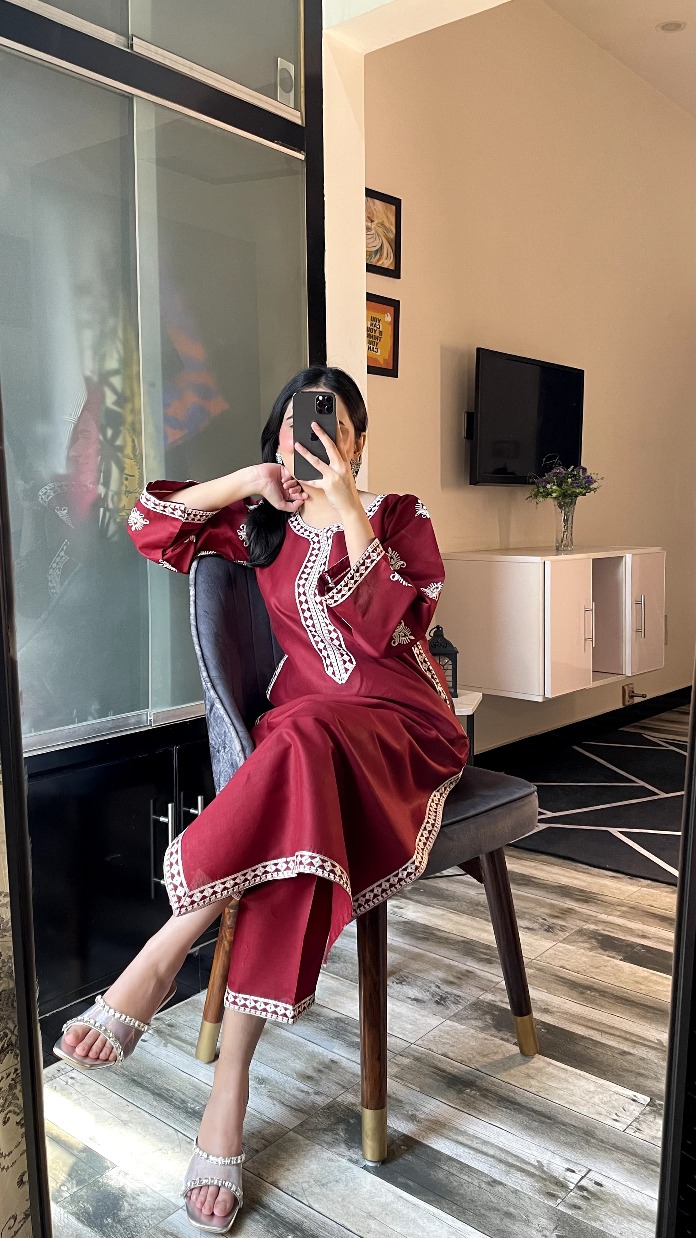 Rasberry Embroided 2 pc