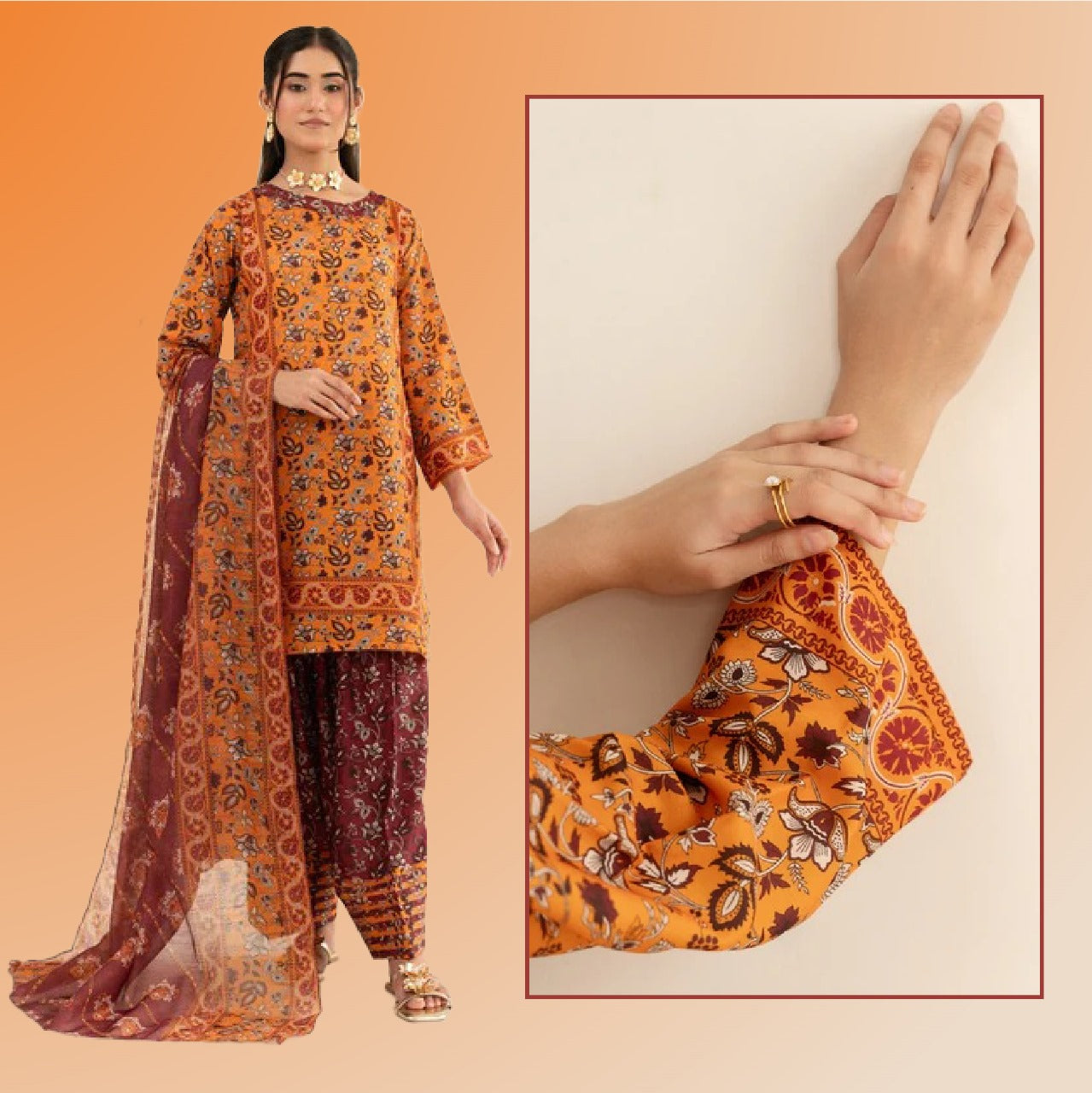 Regal Rust 3 pc stitched