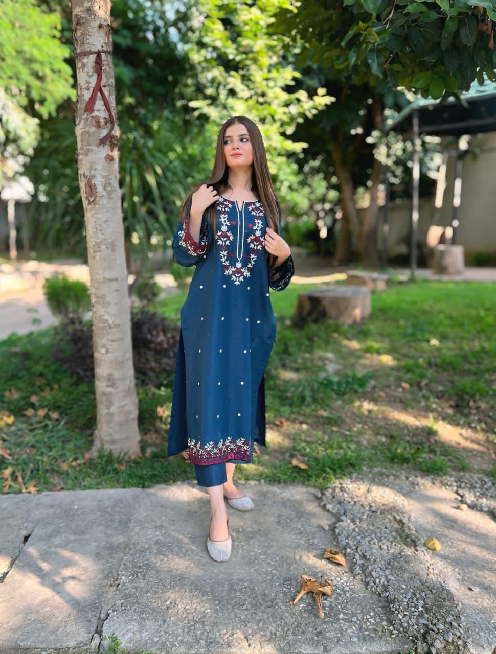 Mid night Embroided 2 pc