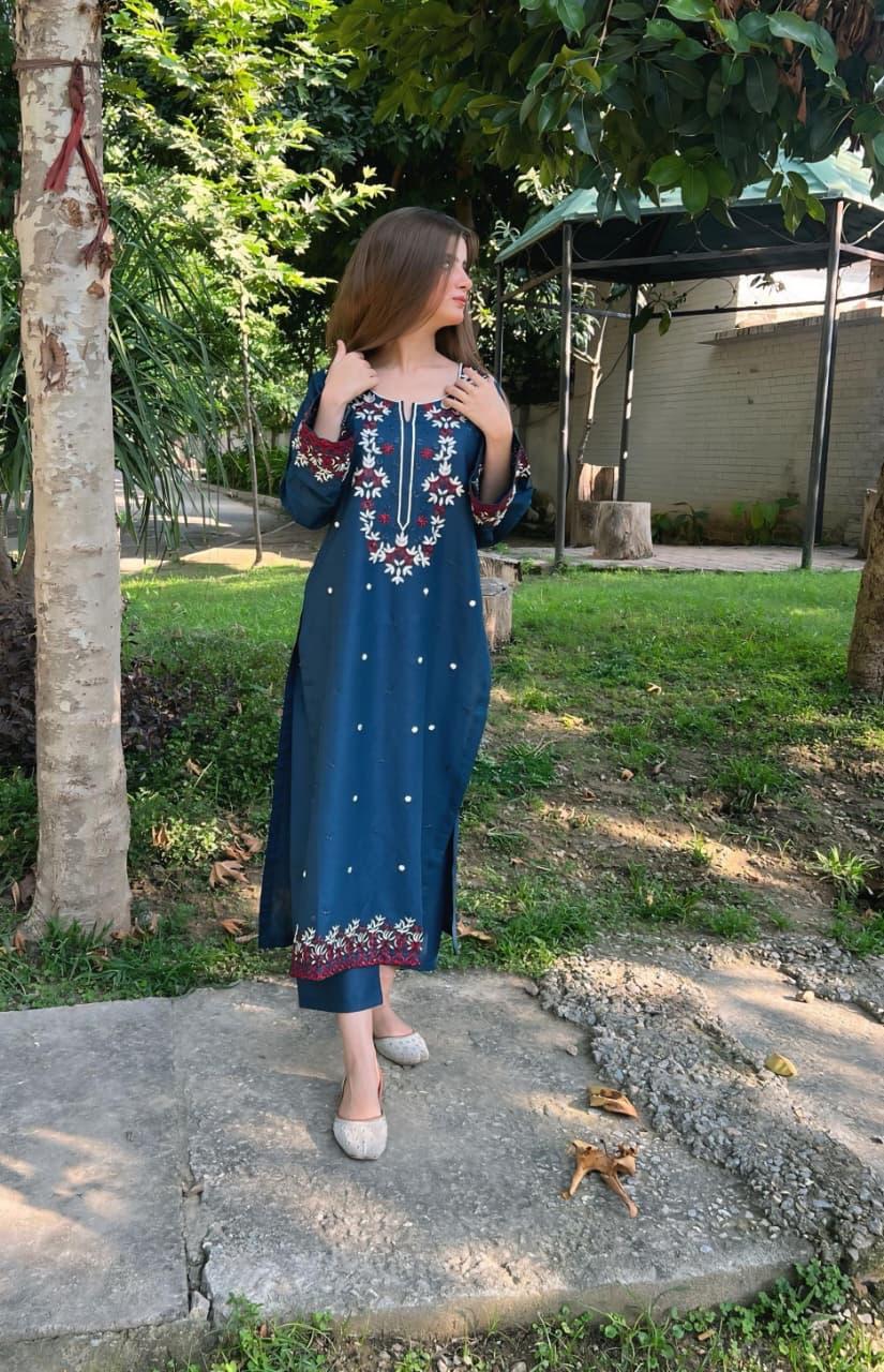 Mid night Embroided 2 pc