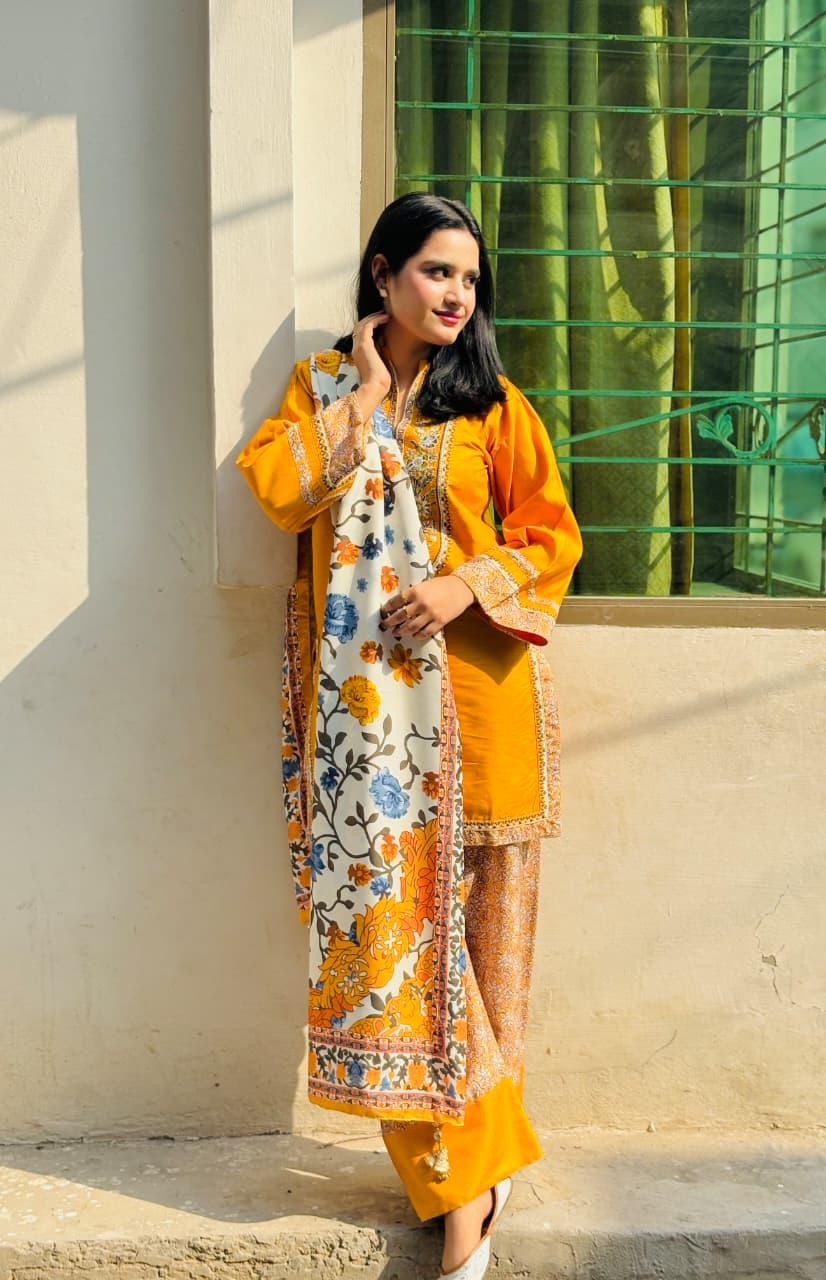 Livan 3 Pc Embroided 3 pc with shawl
