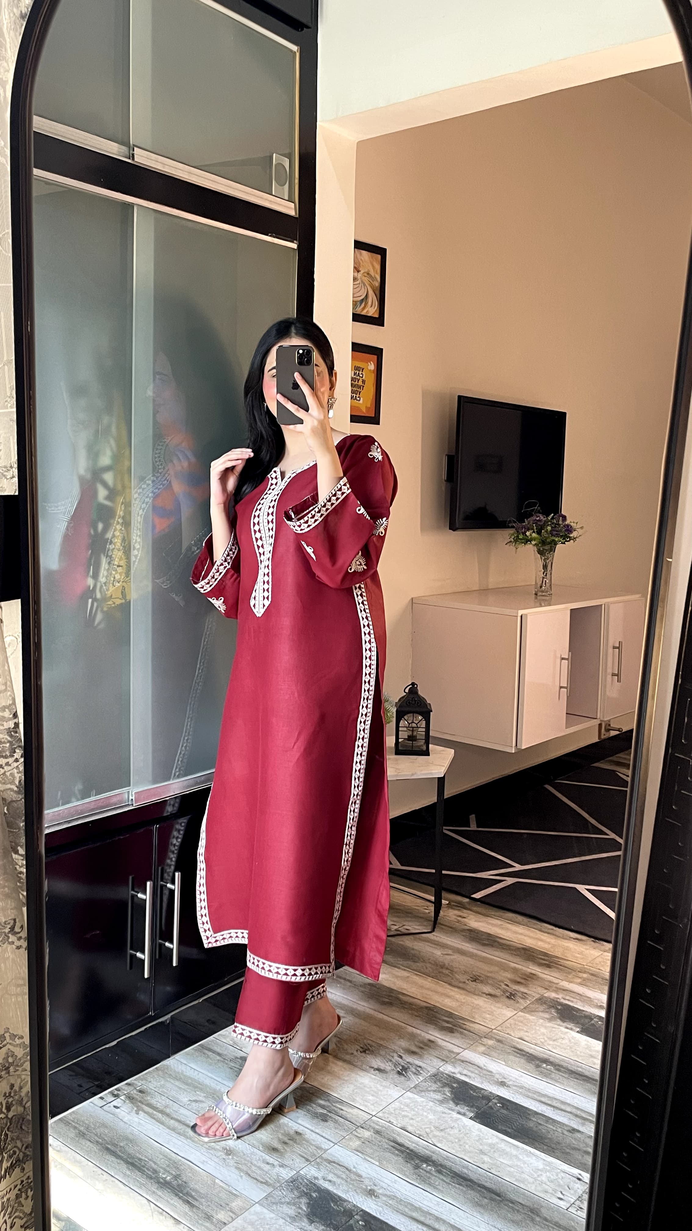 Rasberry Embroided 2 pc