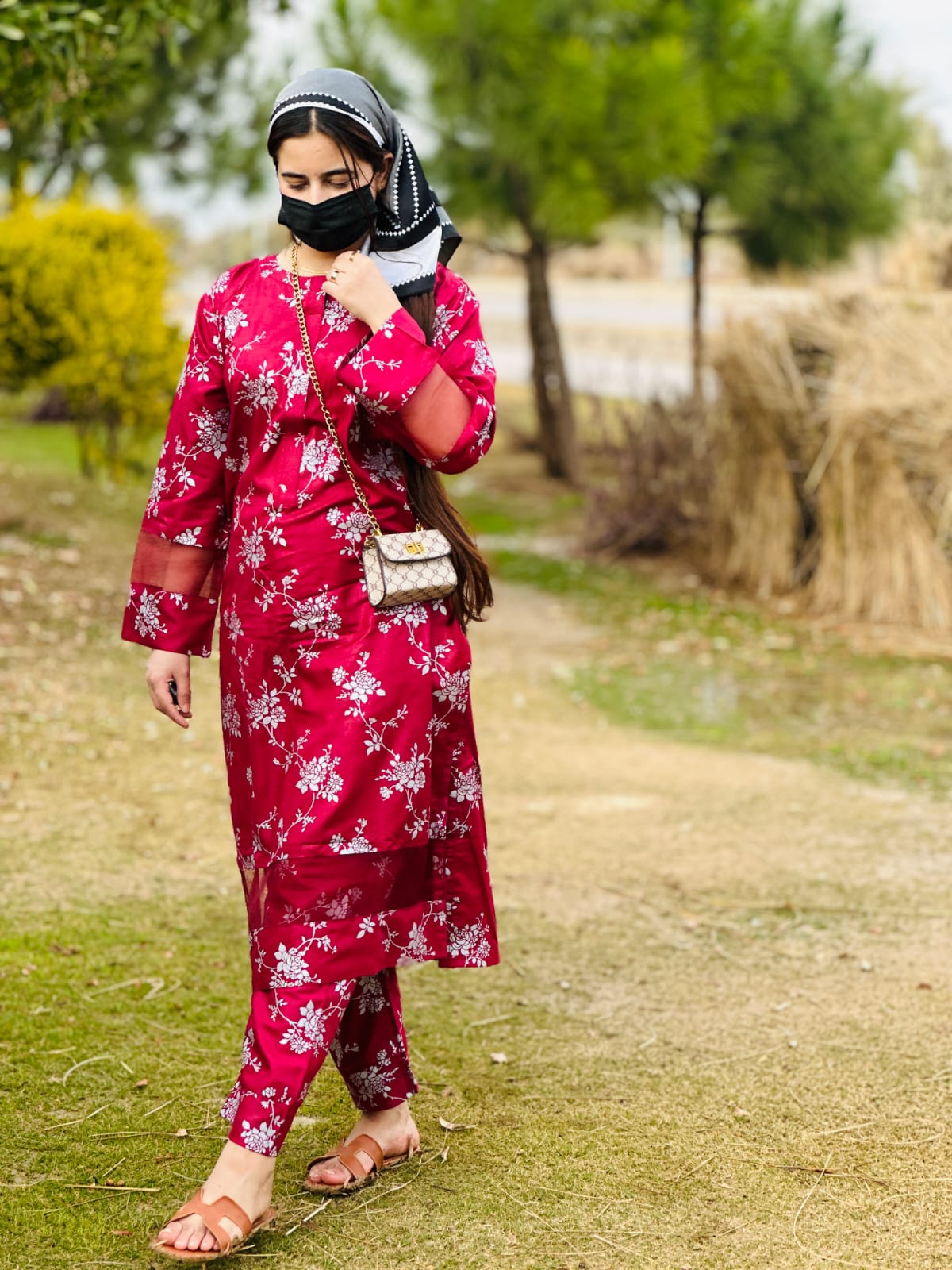 Maroon floral printed Co-Ord sets