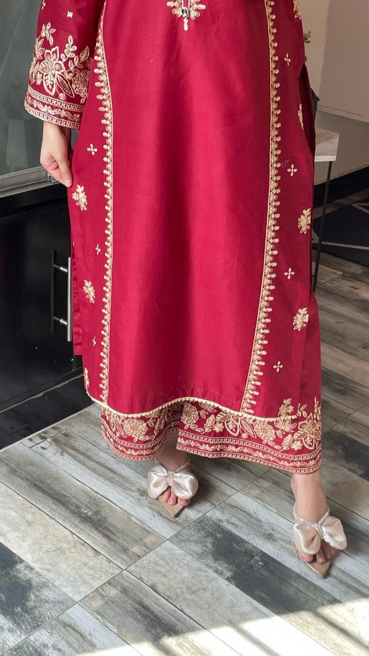CRANBERRY Embroided 2 pc