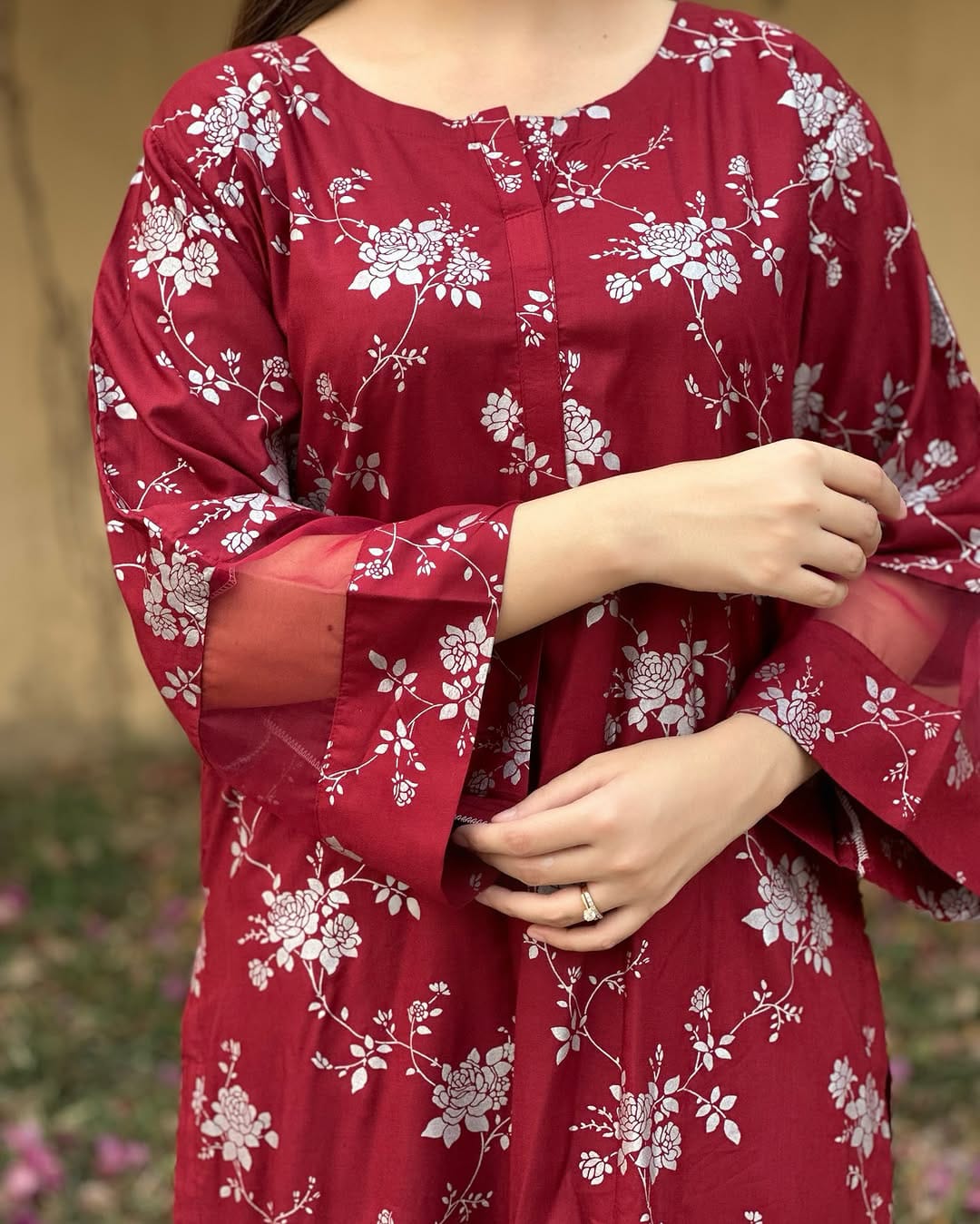 Maroon floral printed Co-Ord sets